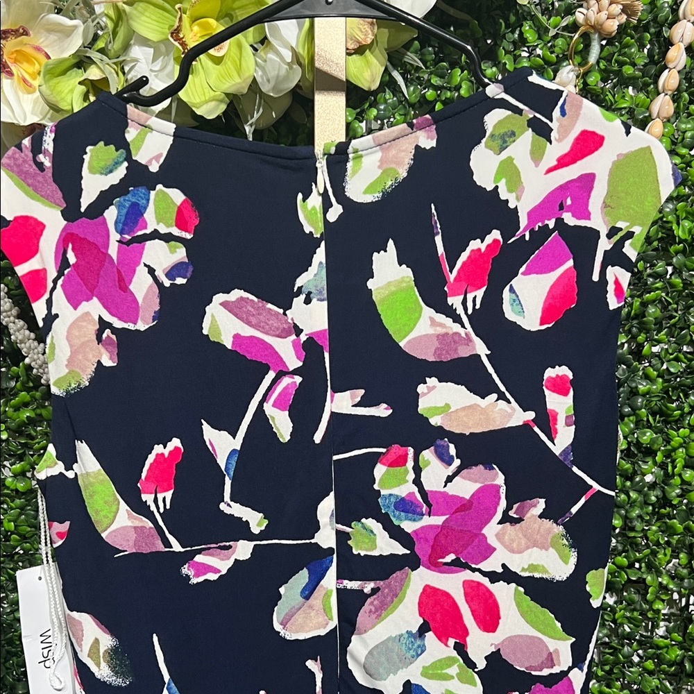 Wisp Ceena Jersey Navy Floral Sleeveless Midi Dress - Multicolor Floral size 10 - Picture 5 of 7